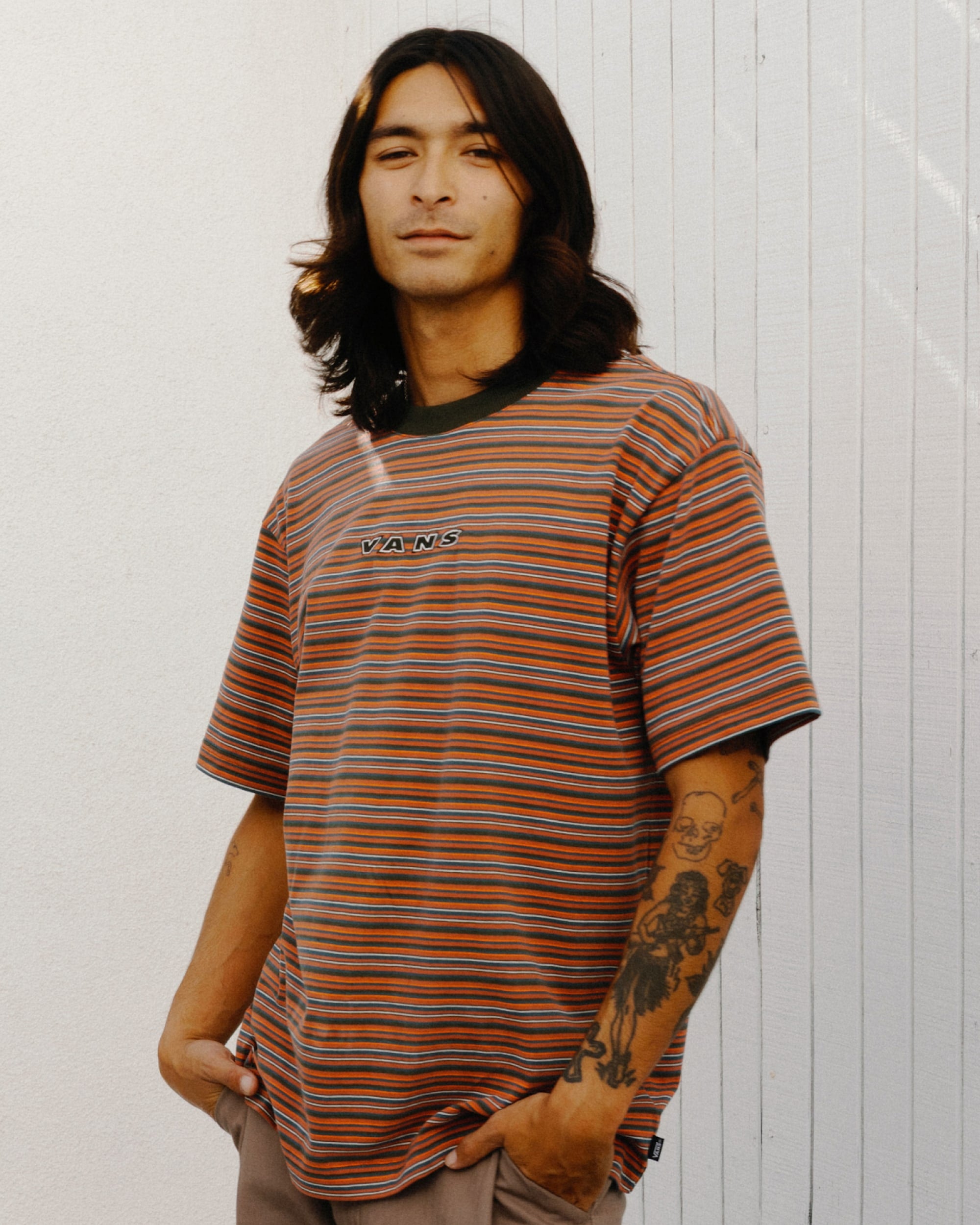 Vans Cameron Stripe SS Knit - OBSIDIAN FERN | Vans | Mens Knits - Northshore Newquay - Surf/Skate Shop