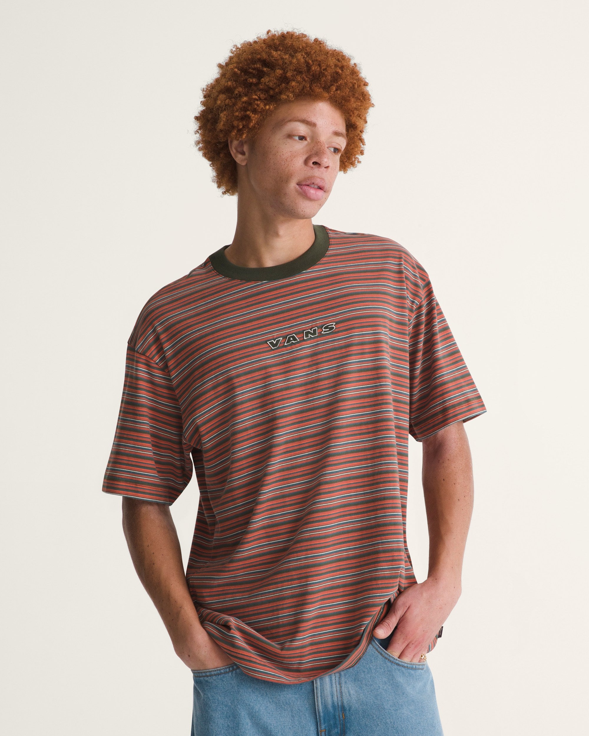 Vans Cameron Stripe SS Knit - OBSIDIAN FERN | Vans | Mens Knits - Northshore Newquay - Surf/Skate Shop
