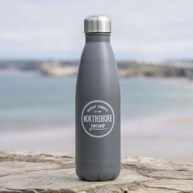 Classic Logo Water Bottle Matt Grey | Northshore Surf Shop | Water Bottle - Northshore Newquay - Surf/Skate Shop