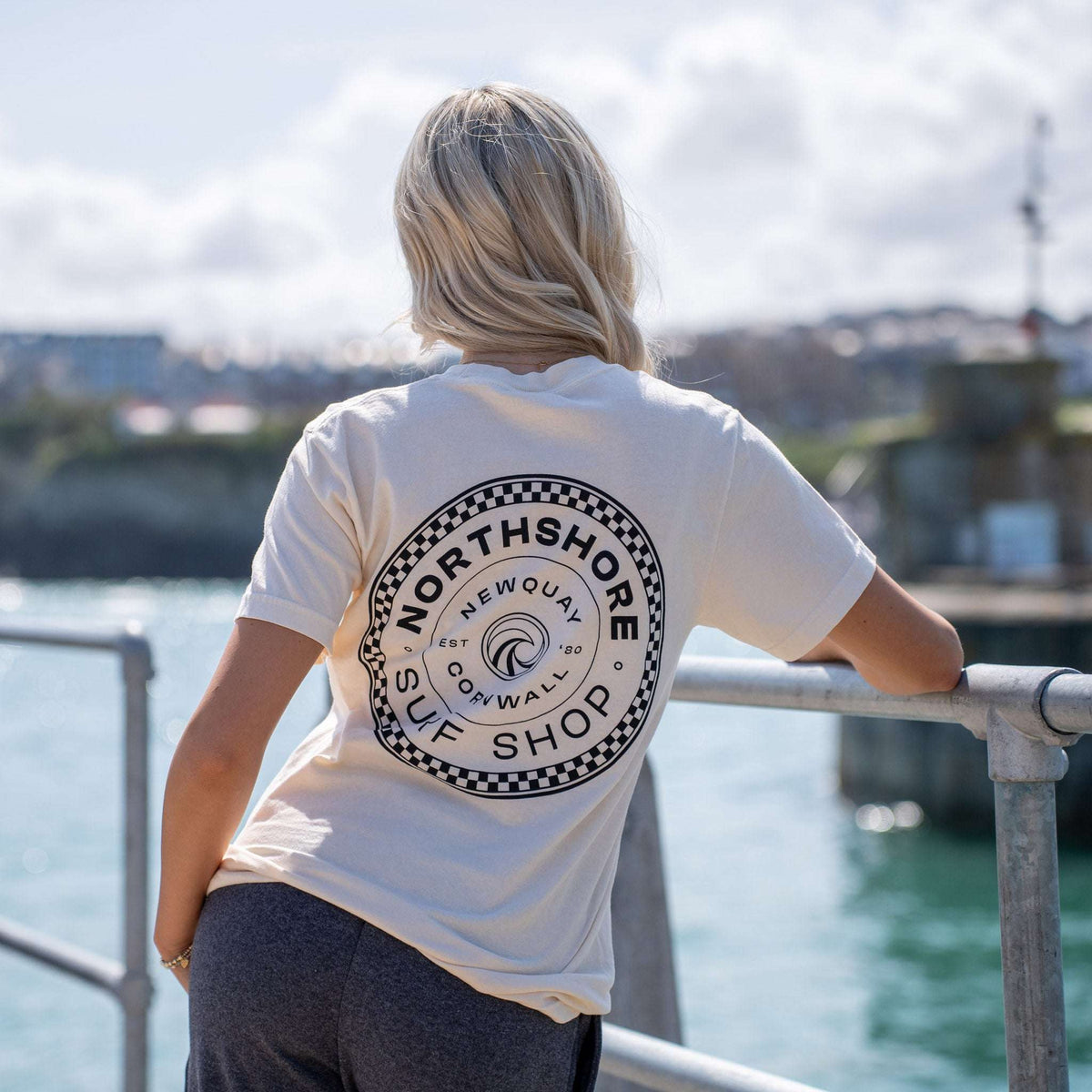 Checkered T-Shirt - Bone | Northshore Surf Shop | T Shirt - Northshore Newquay - Surf/Skate Shop