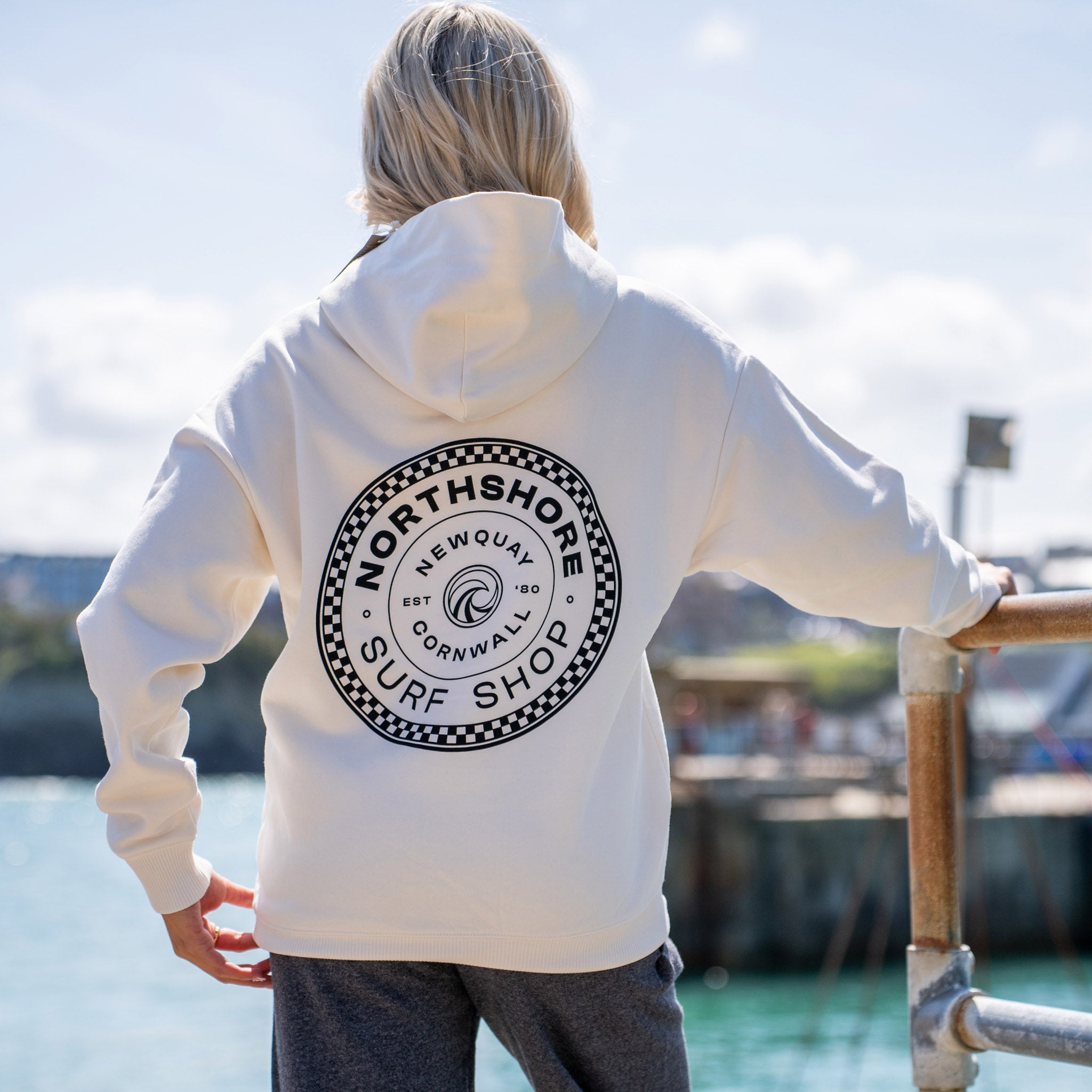 Checkered Hoody - Ivory | Northshore Surf Shop | Hooded Sweatshirt