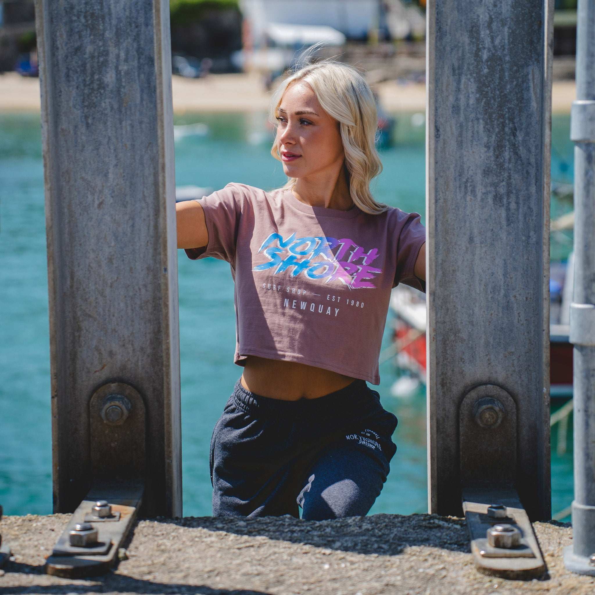 Girls 80’s Fade Crop T Shirt | Rose | Northshore Surf Shop | T Shirt - Northshore Newquay - Surf/Skate