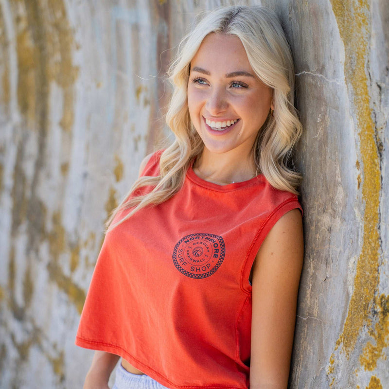 Northshore Girls Check Cropped Tank-Paprika | Northshore Surf Shop | Tank top - Northshore Newquay - Surf/Skate Shop