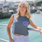 Girls Checkered Cropped Tank-Mineral Grey | Northshore Surf Shop | Tank top