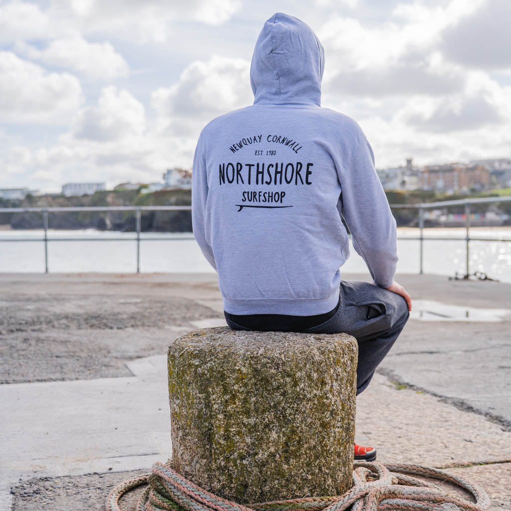 Classic Logo Hoodie | Heather Grey | Northshore Surf Shop | Hooded Sweatshirt - Northshore Newquay - Surf/Skate
