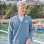 Northshore Emroidered Quarter Zip sweatshirt-Ocean Blue | Northshore Surf Shop | Sweatshirt - Northshore Newquay - Surf/Skate Shop