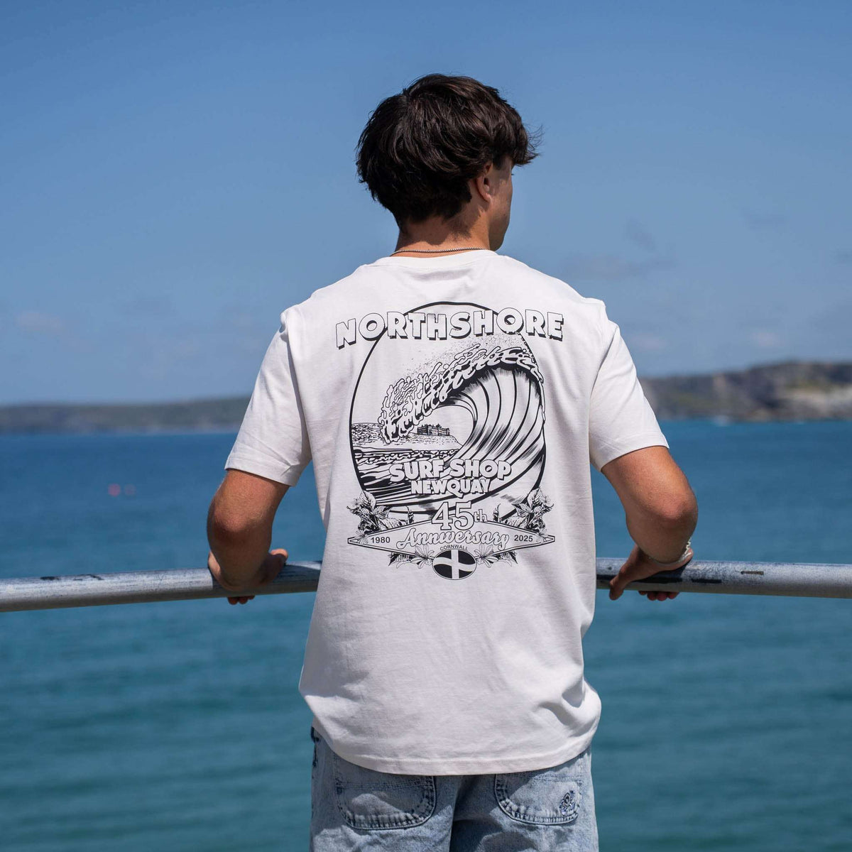 45th Anniversary T-shirt - Colour: Vintage White/Black | Northshore Surf Shop | T Shirt - Northshore Newquay - Surf/Skate Shop