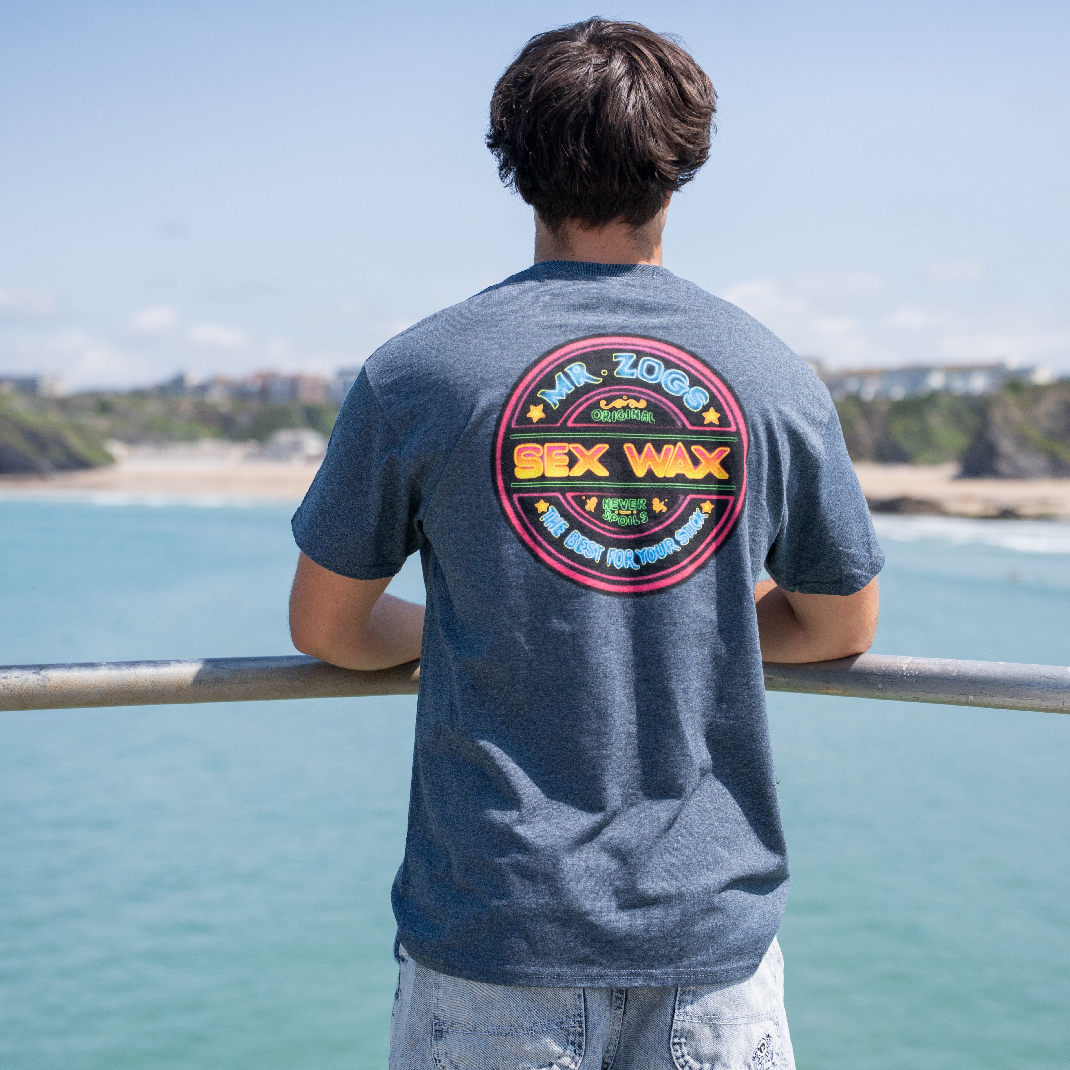 Mr Zogs Sex Wax Neon T-shirt Dark Heather | Mr Zogs Sex Wax | T Shirt - Northshore Newquay - Surf/Skate Shop