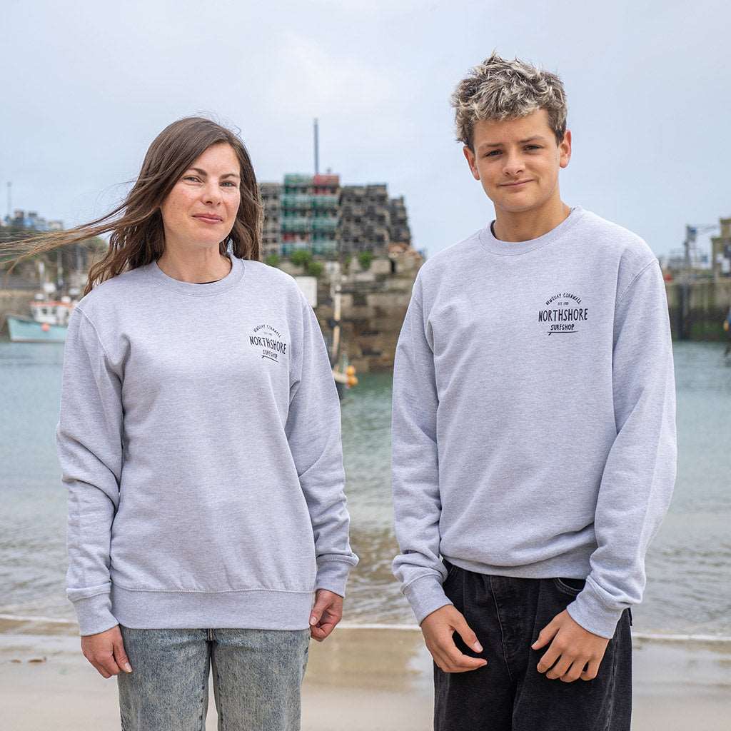 Classic Logo Crew | Heather Grey | Northshore Surf Shop | Sweatshirt - Northshore Newquay - Surf/Skate Shop