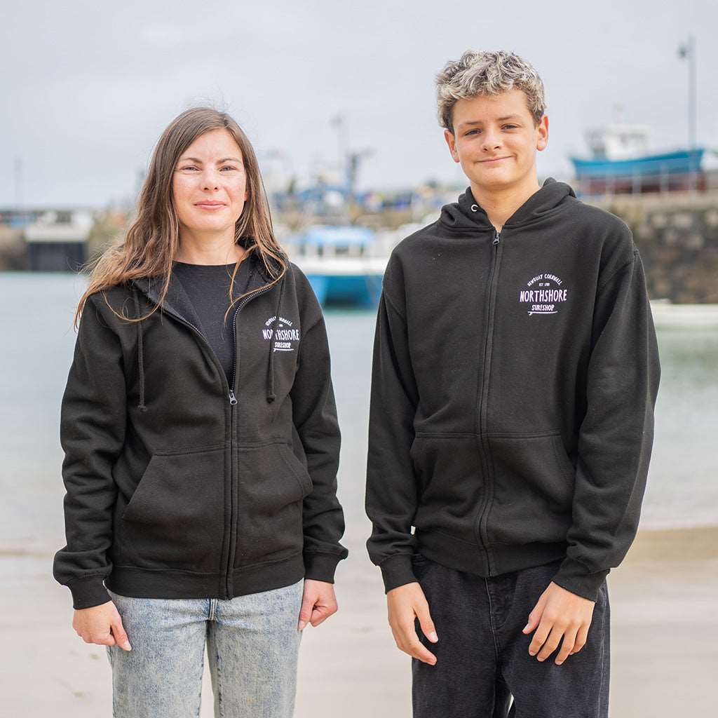 Classic Logo Zip Hoodie | Black | Northshore Surf Shop | - Northshore Newquay - Surf/Skate Shop