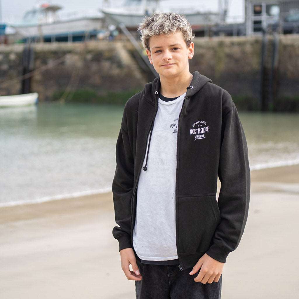Classic Logo Zip Hoodie | Black | Northshore Surf Shop | - Northshore Newquay - Surf/Skate Shop