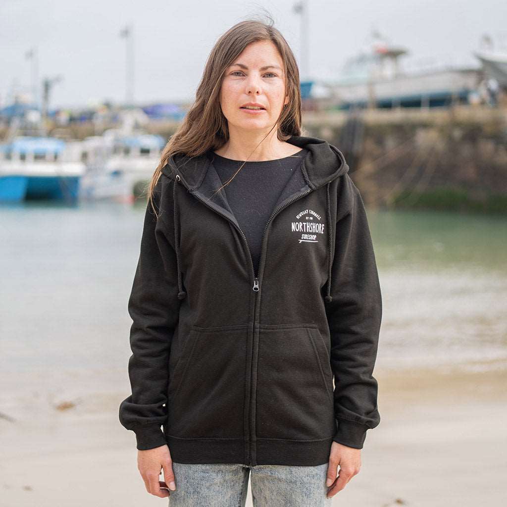 Classic Logo Zip Hoodie | Black | Northshore Surf Shop | - Northshore Newquay - Surf/Skate Shop