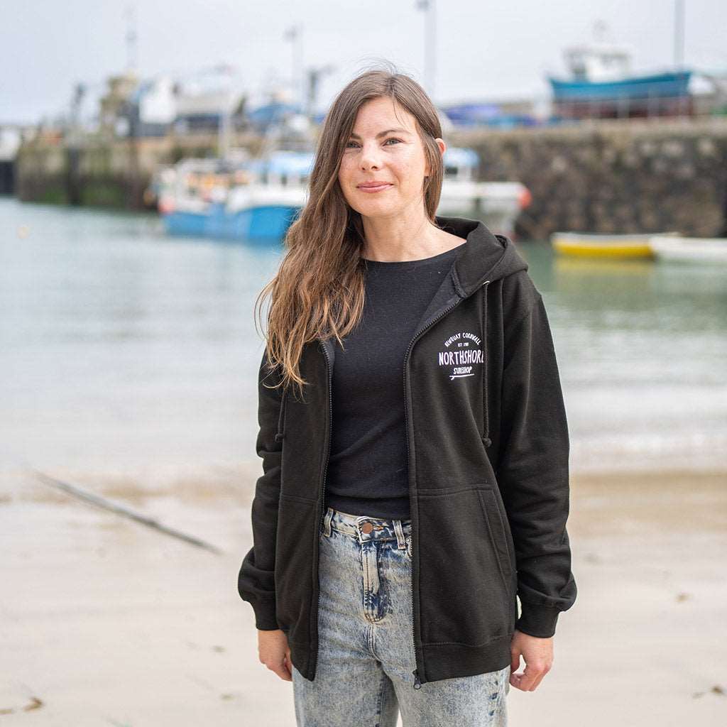 Classic Logo Zip Hoodie | Black | Northshore Surf Shop | - Northshore Newquay - Surf/Skate Shop