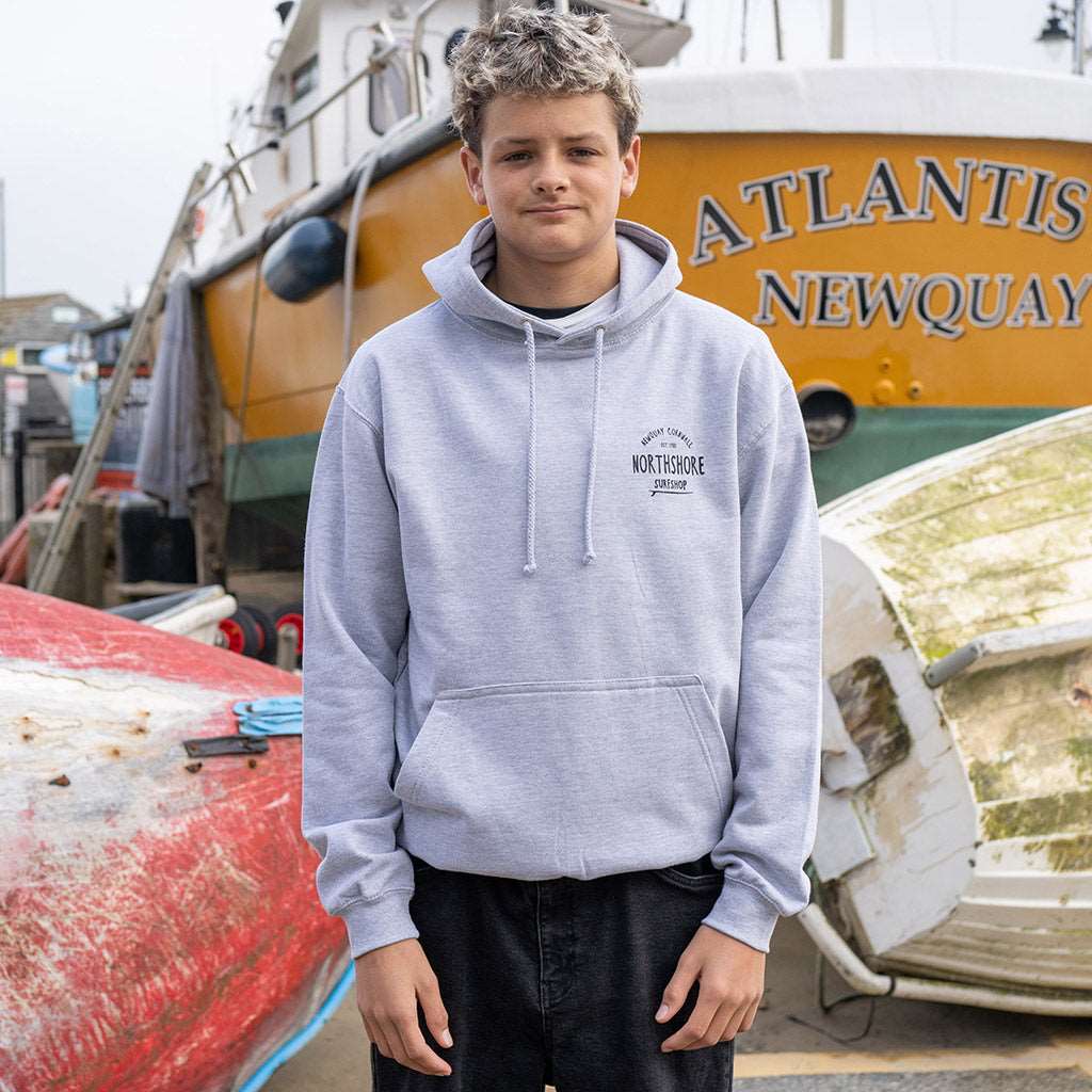 Classic Logo Hoodie | Heather Grey | Northshore Surf Shop | Hooded Sweatshirt