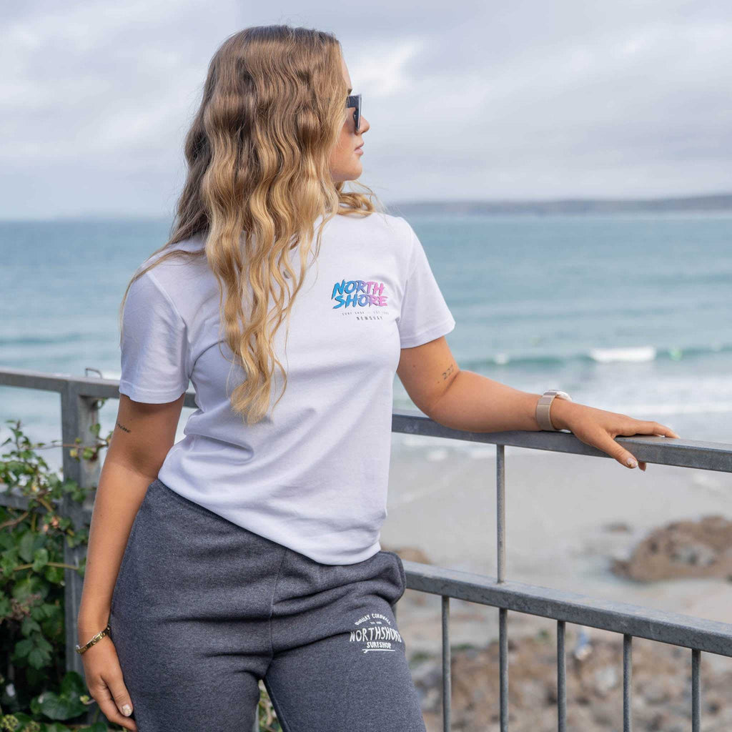 80’s Fade White T Shirt- White | Northshore Surf Shop | T Shirt - Northshore Newquay - Surf/Skate