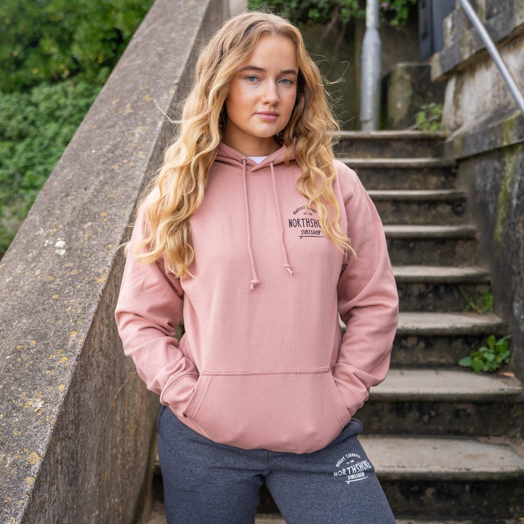 Classic Logo Hoodie | Dusty Pink | Northshore Surf Shop | Hooded Sweatshirt - Northshore Newquay - Surf/Skate