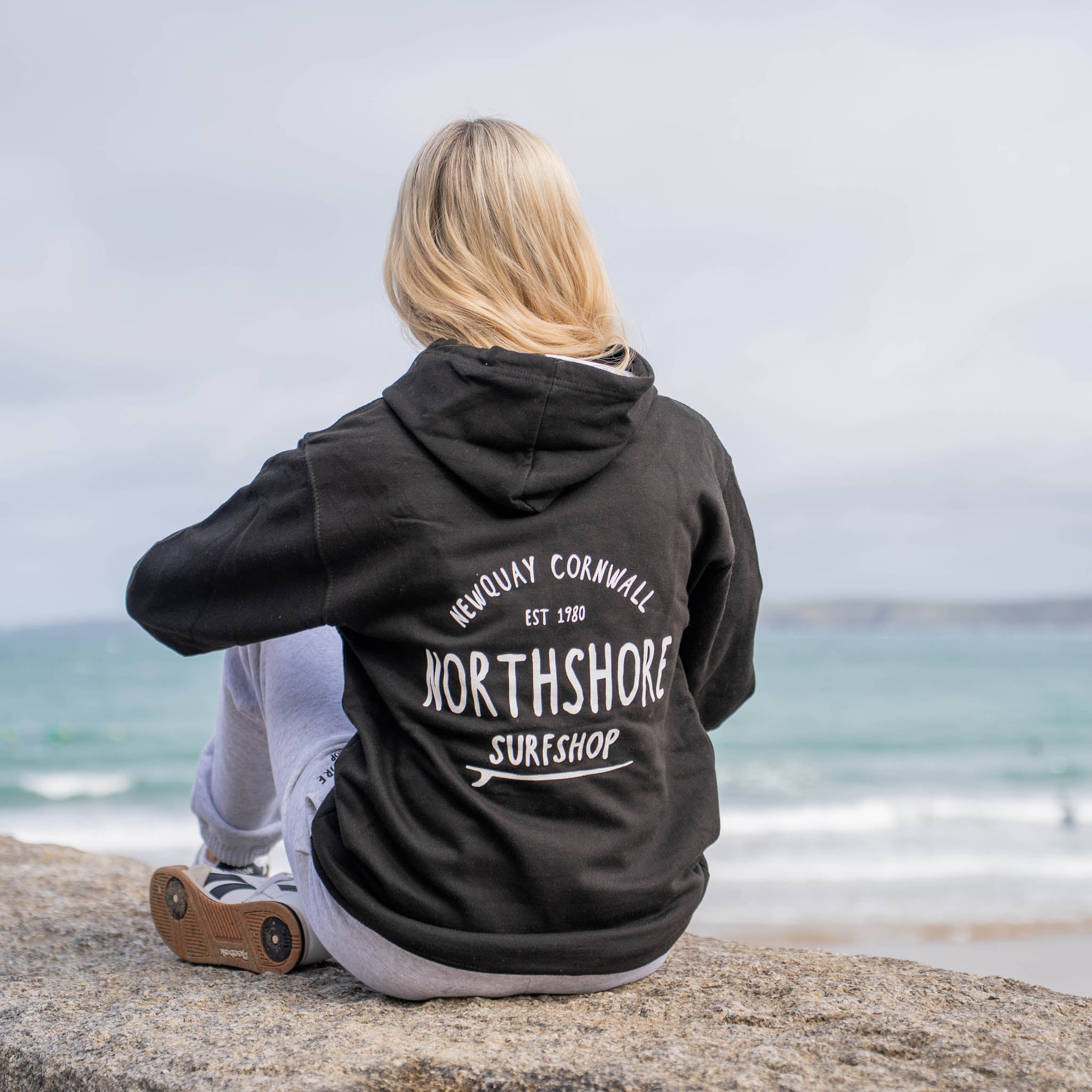Classic Logo Hoodie | Black | Northshore Surf Shop | Hooded Sweatshirt - Northshore Newquay - Surf/Skate