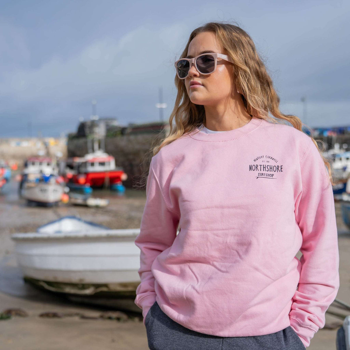Classic Logo Crew | Baby Pink | Northshore Surf Shop | Sweatshirt - Northshore Newquay - Surf/Skate Shop