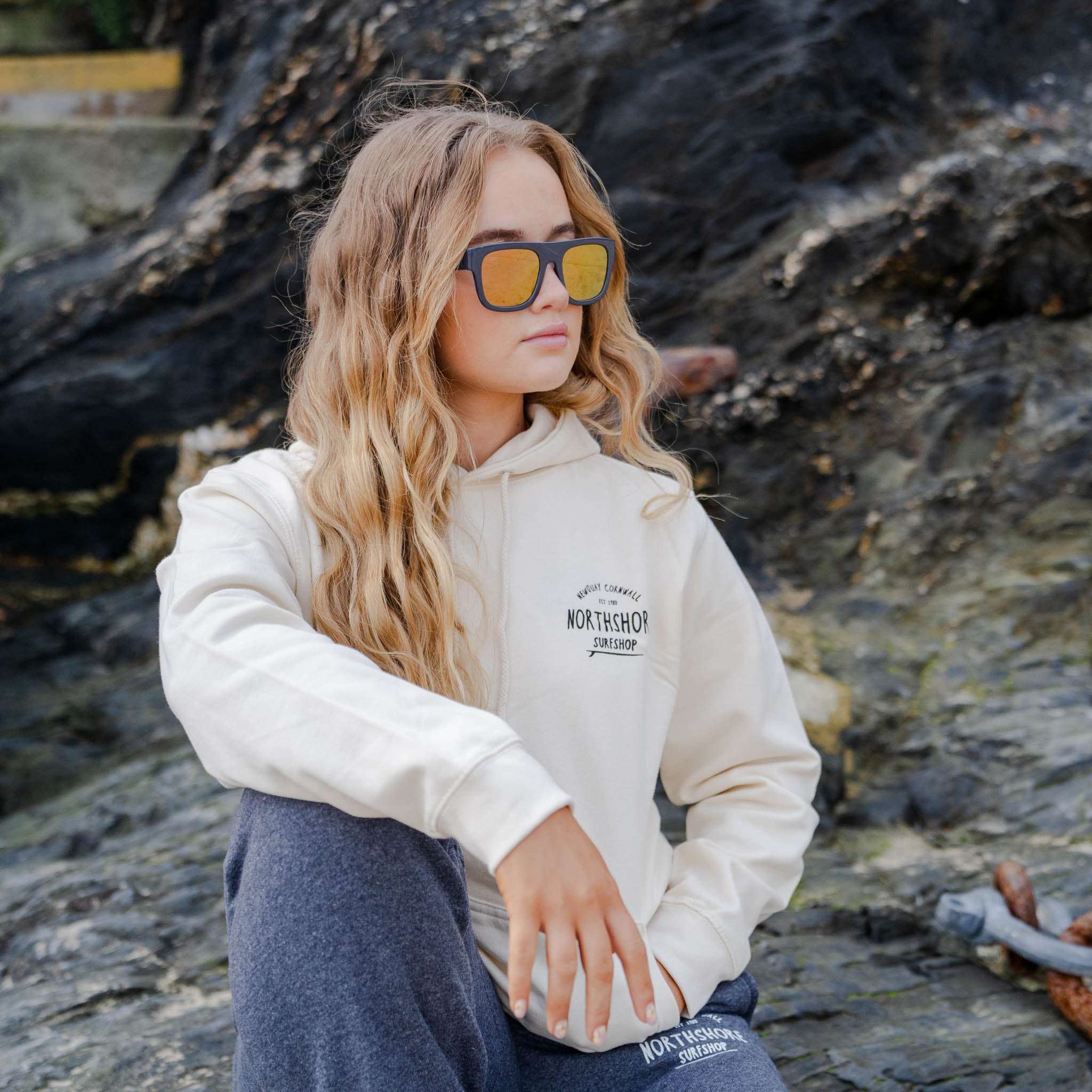 Classic Logo Hoodie | Vanilla Milk | Northshore Surf Shop | Hooded Sweatshirt - Northshore Newquay - Surf/Skate
