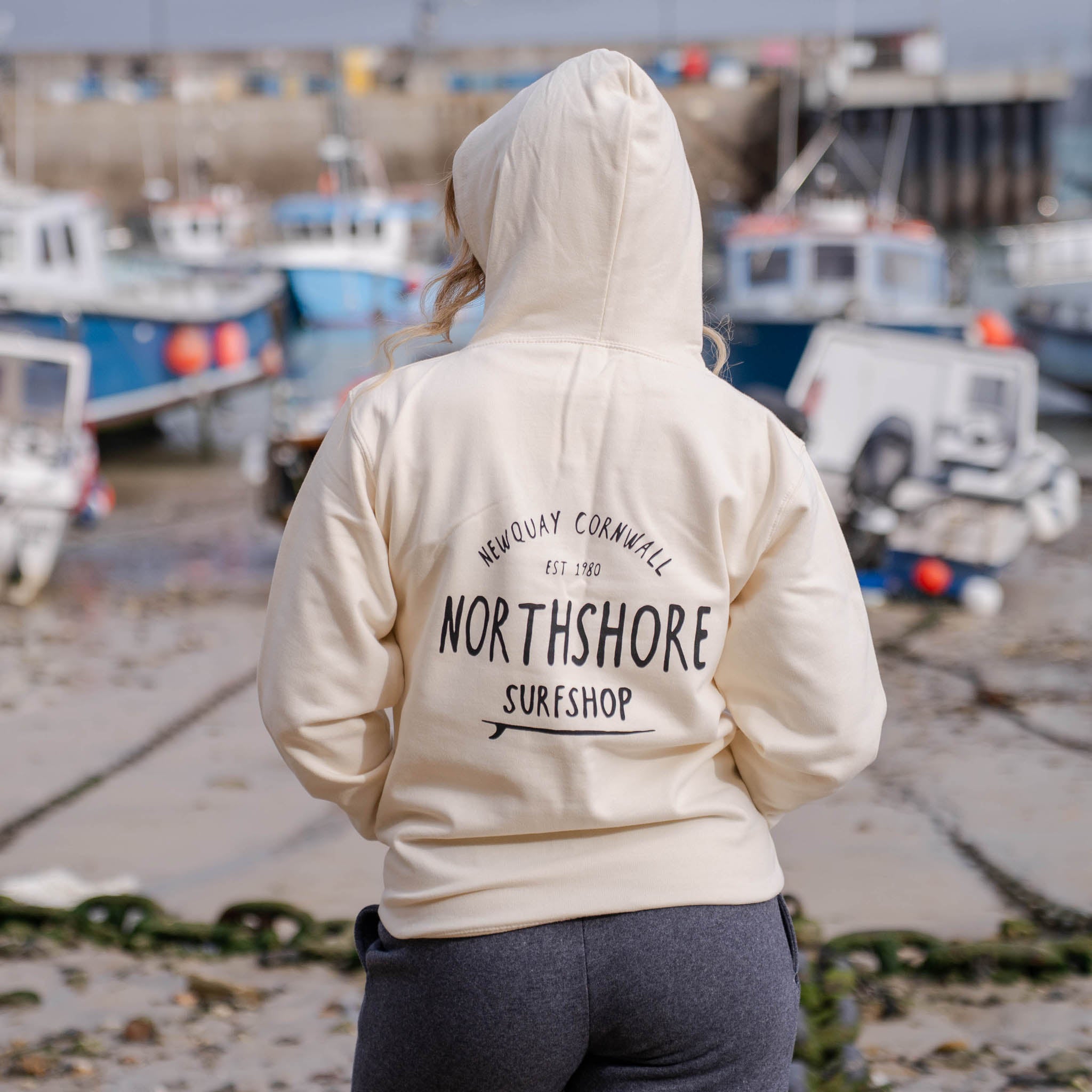 Classic Logo Hoodie | Vanilla Milk | Northshore Surf Shop | Hooded Sweatshirt - Northshore Newquay - Surf/Skate