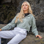 Girls Cropped Zip Hood | Dusty Green | Northshore Surf Shop | Hooded Sweatshirt - Northshore Newquay - Surf/Skate