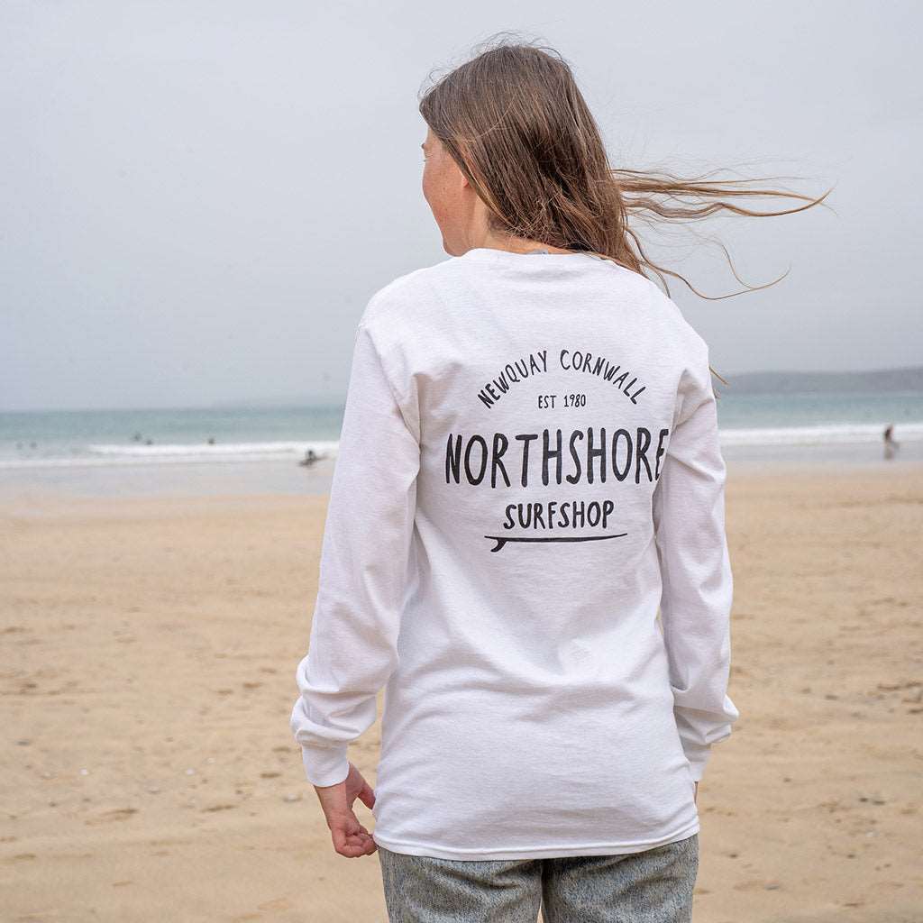 Classic Logo LS T Shirt |White | Northshore Surf Shop | Long Sleeve T Shirt