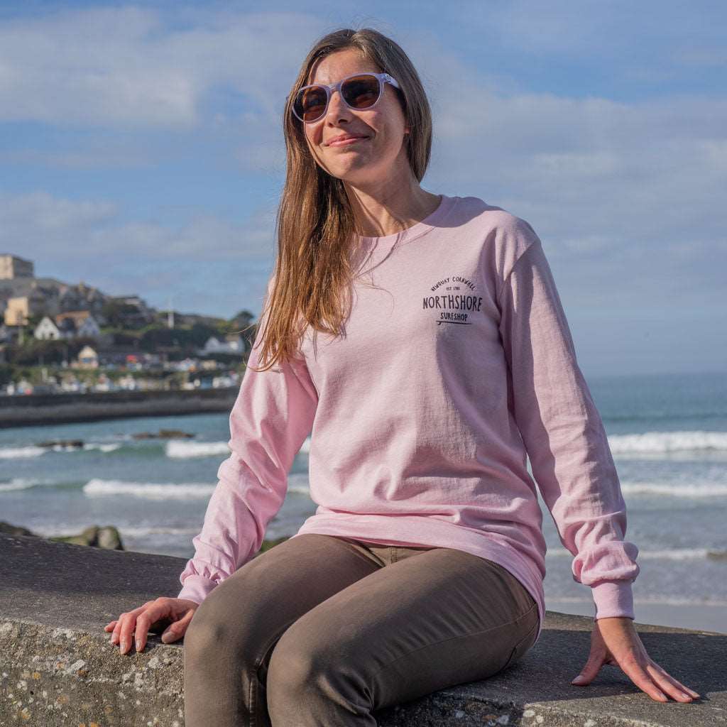 Classic Logo LS T Shirt | Light Pink | Northshore Surf Shop | Long Sleeve T Shirt - Northshore Newquay - Surf/Skate Shop