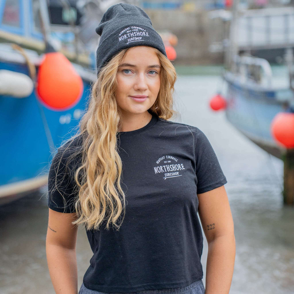 Girls Core logo Cropped Tshirt-Black | Northshore Surf Shop | T Shirt - Northshore Newquay - Surf/Skate