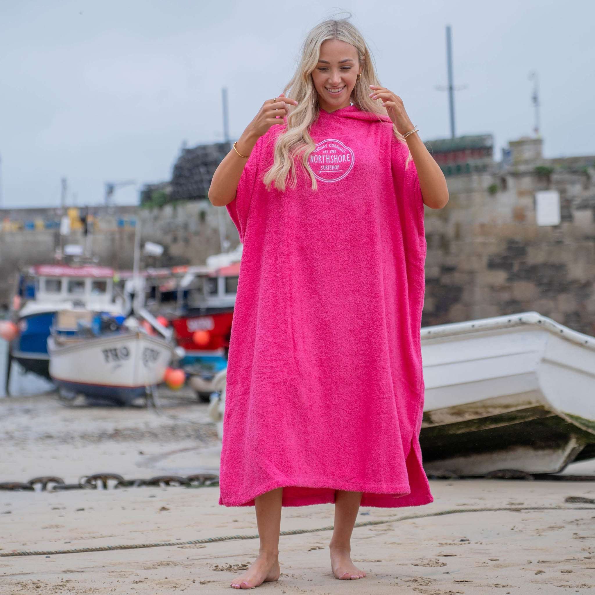 Towelling Change Robe Hot Pink | Northshore Surf Shop | Changing Robe - Northshore Newquay - Surf/Skate