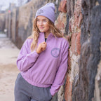 Checkered logo Cropped 1/4 Zip-Lavender | Northshore Surf Shop | Sweatshirt - Northshore Newquay - Surf/Skate