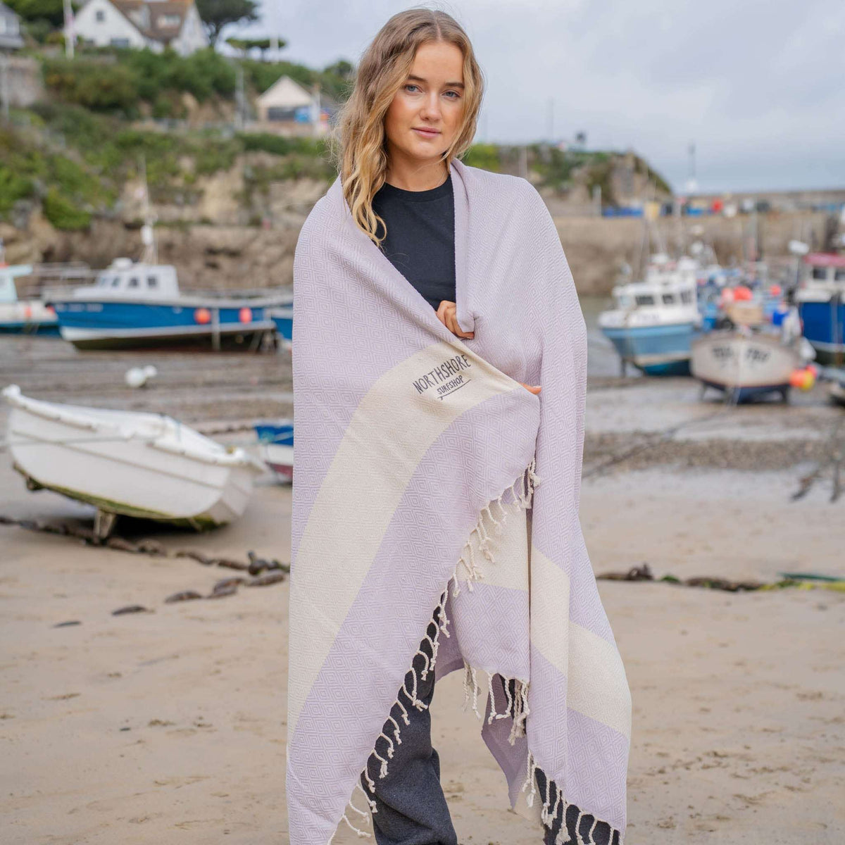 Northshore Turkish Beach Blanket Lilac White | Northshore Surf Shop | Blanket - Northshore Newquay - Surf/Skate Shop