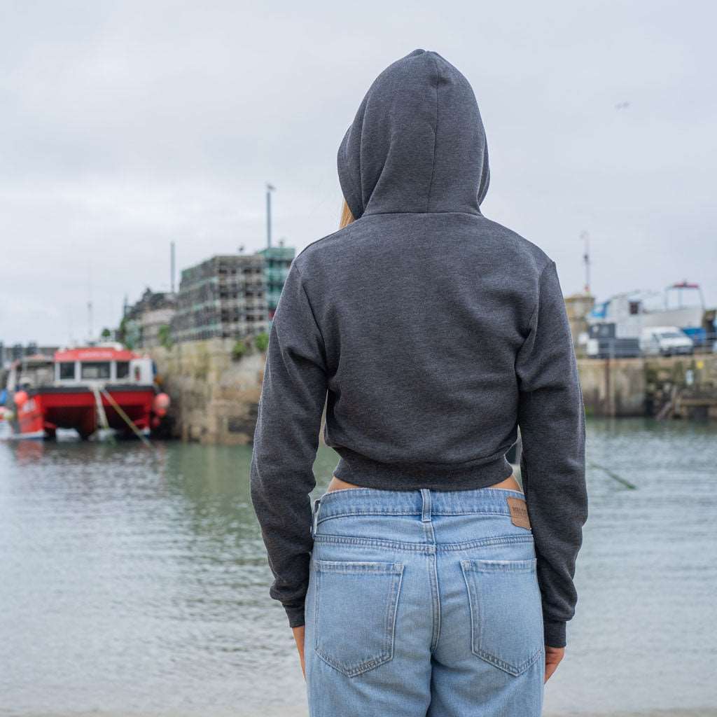 Girls Cropped Zip Hood | Grey | Northshore Surf Shop | Hooded Sweatshirt - Northshore Newquay - Surf/Skate Shop