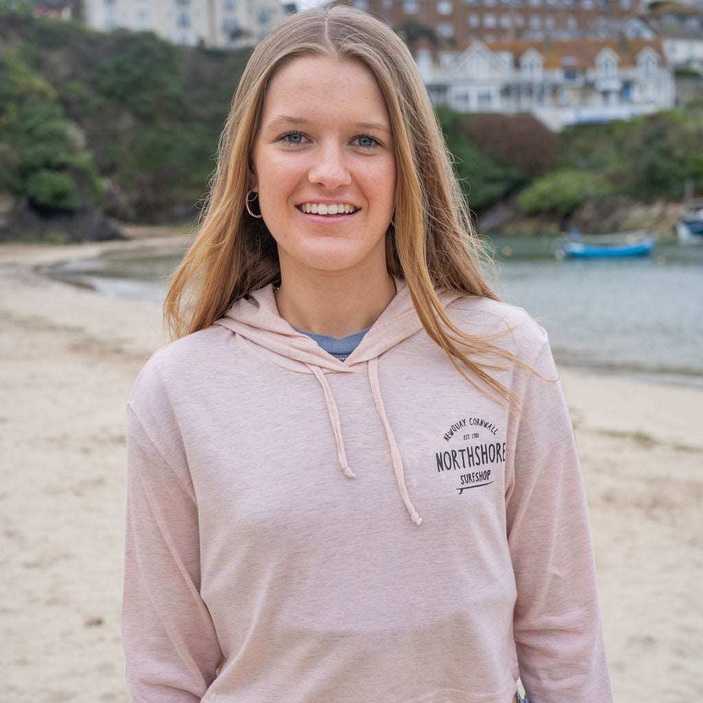 Girls Crop LS Hooded Tee | Peach | Northshore Surf Shop | Long Sleeve T Shirt - Northshore Newquay - Surf/Skate Shop