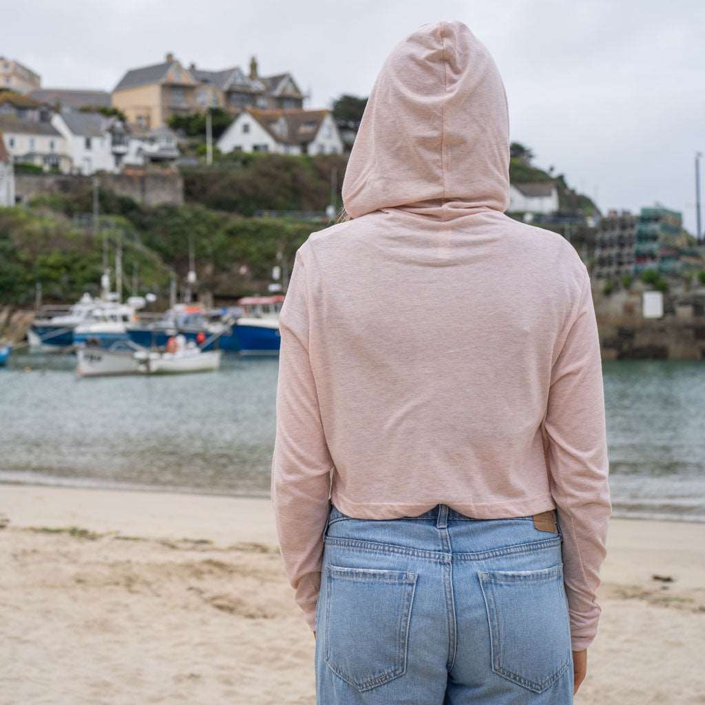 Girls Crop LS Hooded Tee | Peach | Northshore Surf Shop | Long Sleeve T Shirt - Northshore Newquay - Surf/Skate Shop