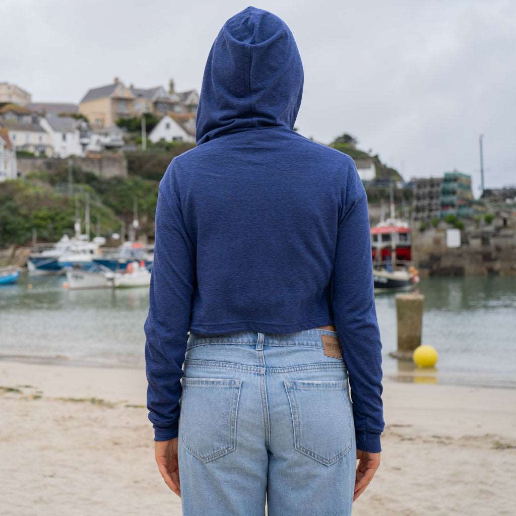 Girls Crop LS Hooded Tee | Navy | Northshore Surf Shop | Long Sleeve T Shirt - Northshore Newquay - Surf/Skate Shop