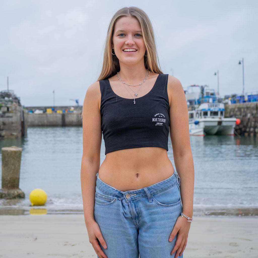 Girls Cropped Bra Top | Black | Northshore Surf Shop | Bra Top - Northshore Newquay - Surf/Skate Shop