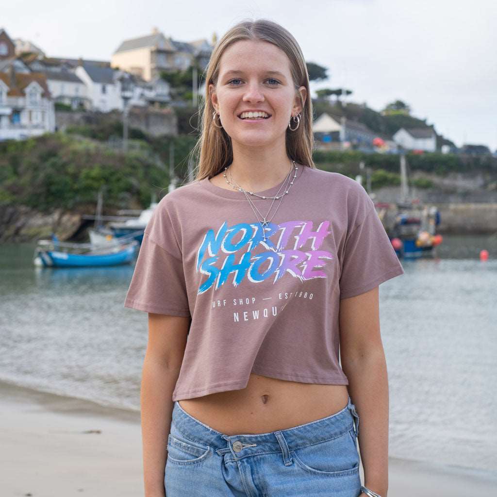 Girls 80’s Fade Crop T Shirt | Rose | Northshore Surf Shop | T Shirt - Northshore Newquay - Surf/Skate Shop