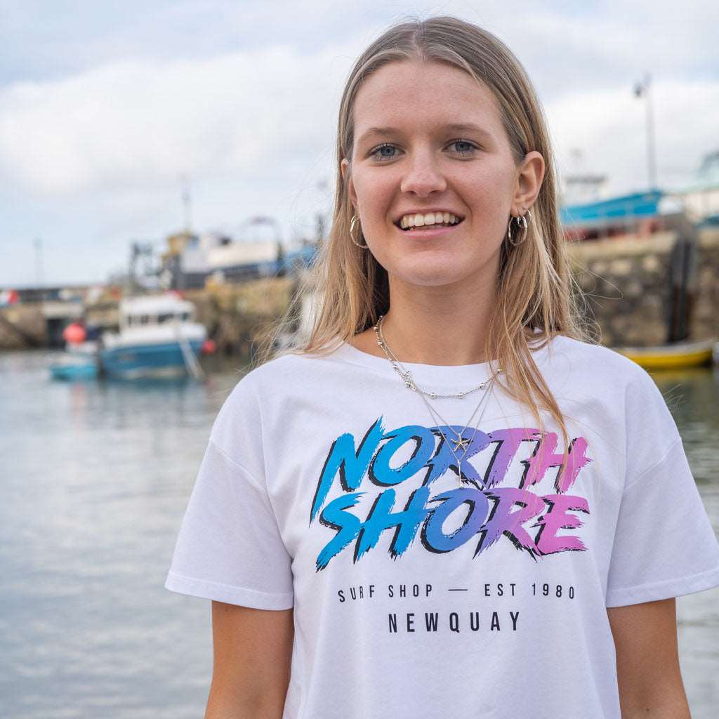Girls 80’s Fade Crop T Shirt | White | Northshore Surf Shop | T Shirt