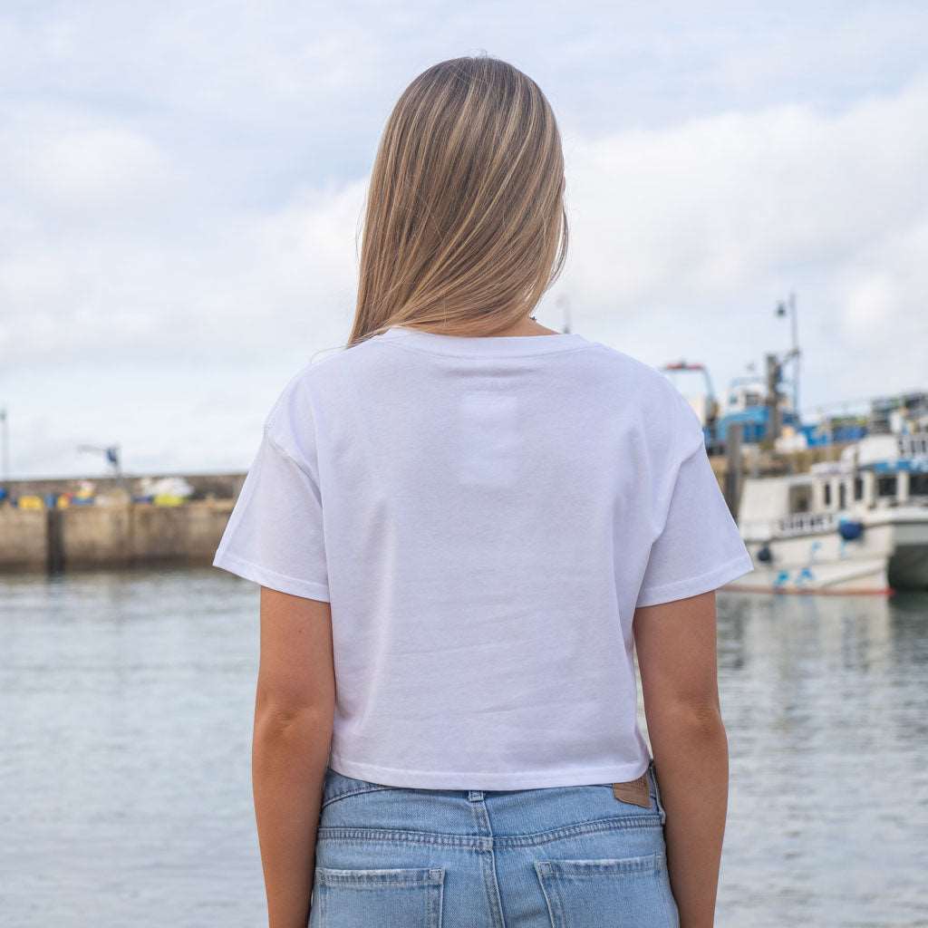 Girls 80’s Fade Crop T Shirt | White | Northshore Surf Shop | T Shirt - Northshore Newquay - Surf/Skate Shop