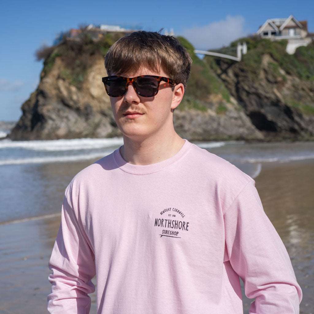 Classic Logo LS T Shirt | Light Pink | Northshore Surf Shop | Long Sleeve T Shirt - Northshore Newquay - Surf/Skate Shop