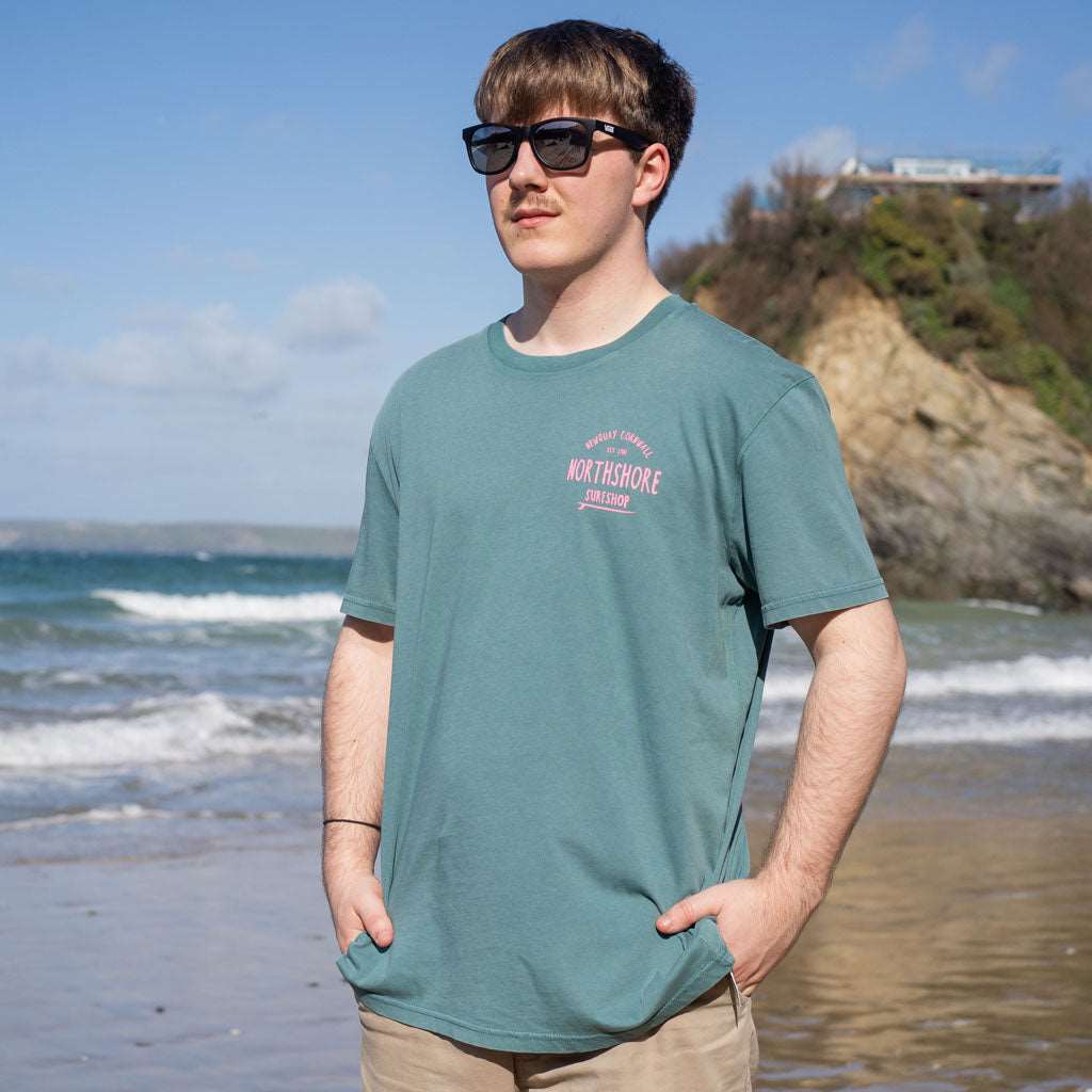 Classic Logo Organic Tee | Hydro Green | Northshore Surf Shop | T Shirt - Northshore Newquay - Surf/Skate Shop