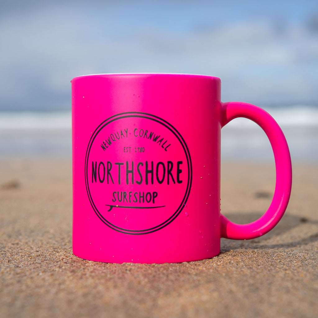 Classic Logo Fluro Mug Pink | Northshore Surf Shop | Coffee Cup
