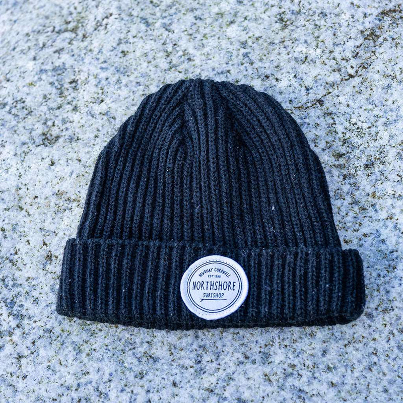 Classic Logo Fisherman Beanie Black | Northshore Surf Shop | Beanie - Northshore Newquay - Surf/Skate Shop