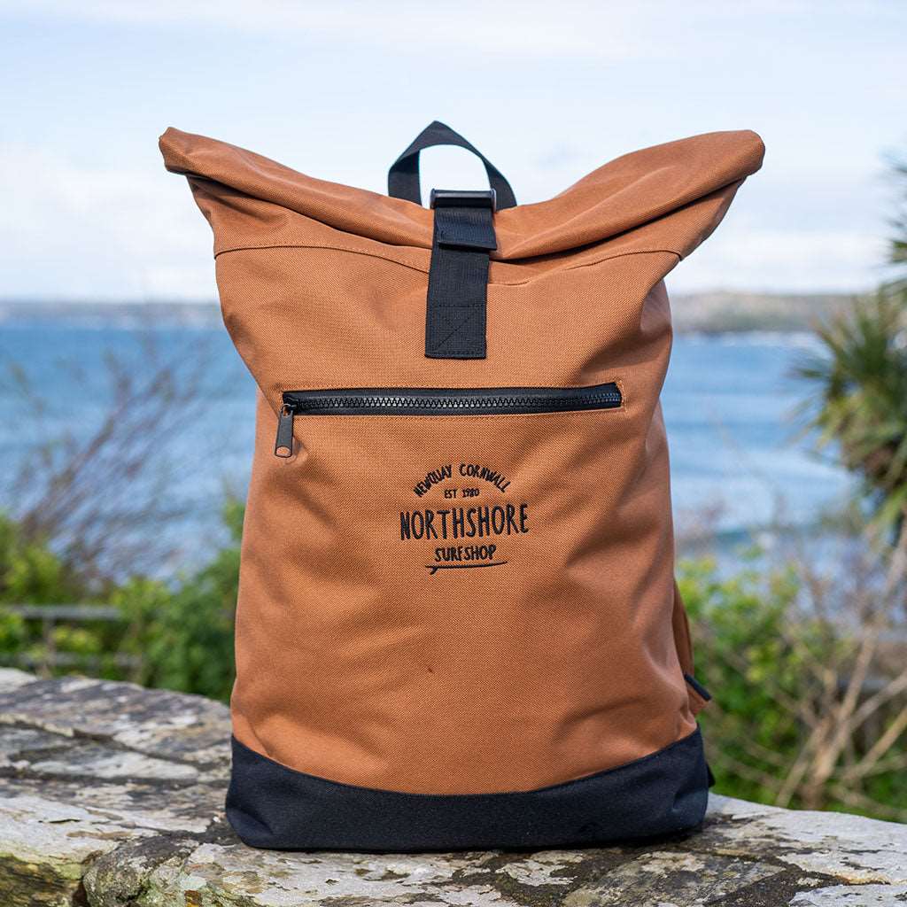 Canvas Roll Top Backpack Caramel | Northshore Surf Shop | Backpacks - Northshore Newquay - Surf/Skate Shop