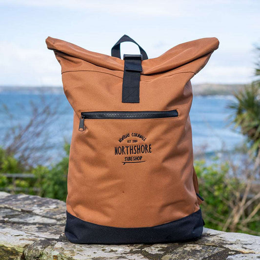 Canvas Roll Top Backpack Caramel | Northshore Surf Shop | Backpacks