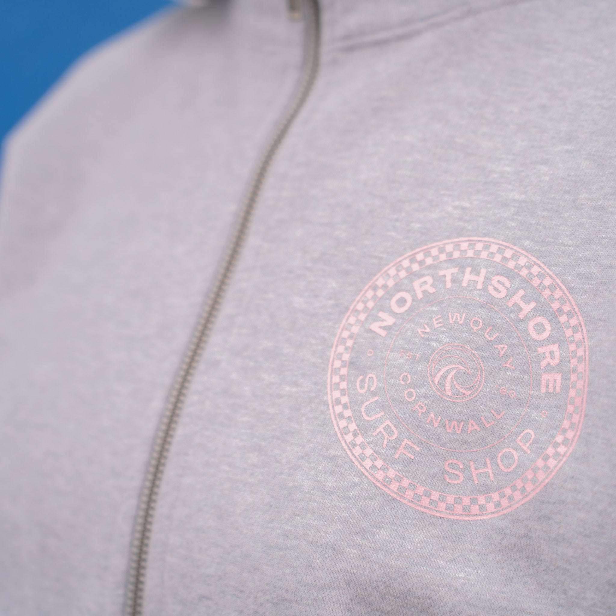 Northshore Women's Checkered Half Zip Hoody-Light Heather Grey | Northshore Surf Shop | - Northshore Newquay - Surf/Skate Shop