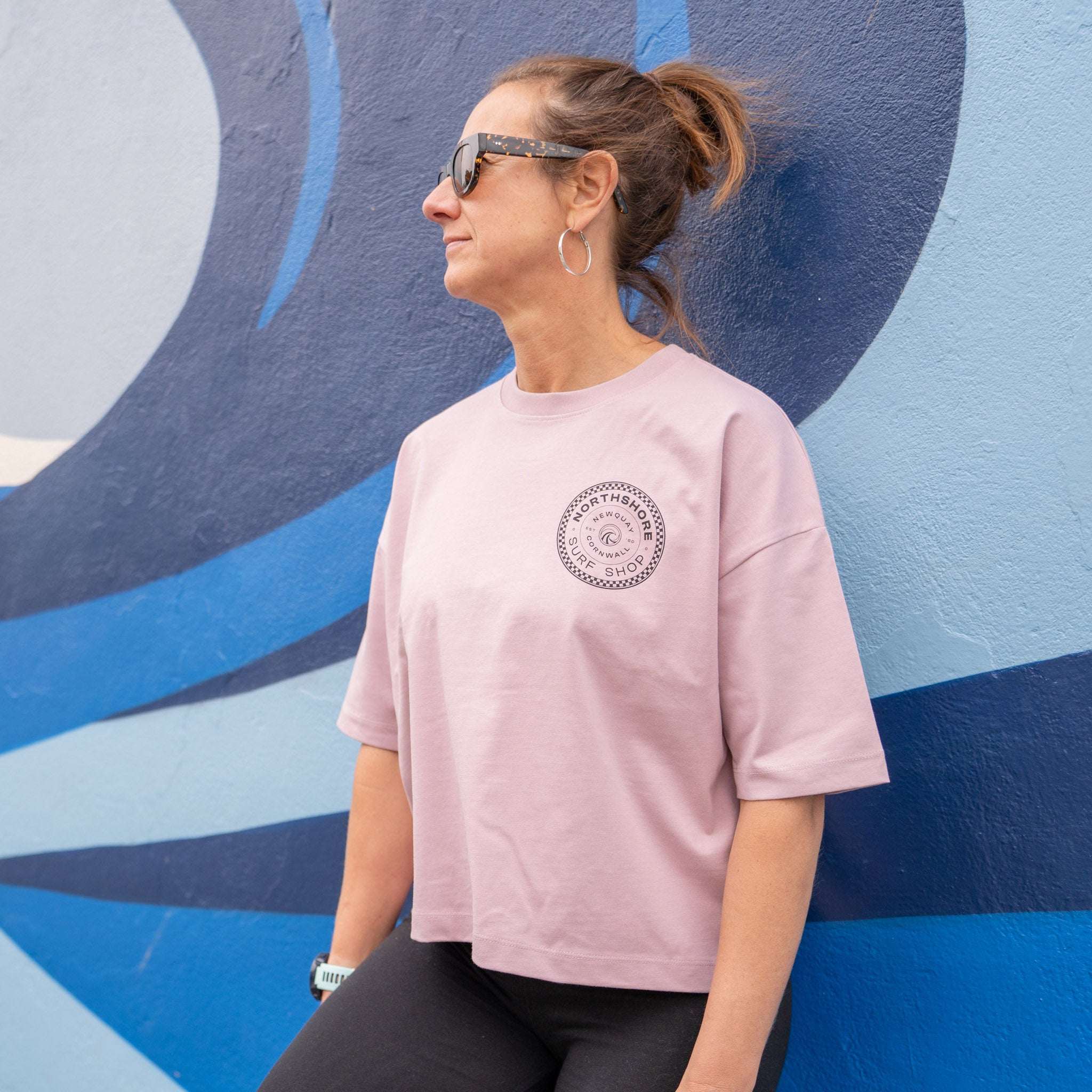 Northshore Women's Checkered logo T-Shirt-Miami Pink | Northshore Surf Shop | - Northshore Newquay - Surf/Skate Shop