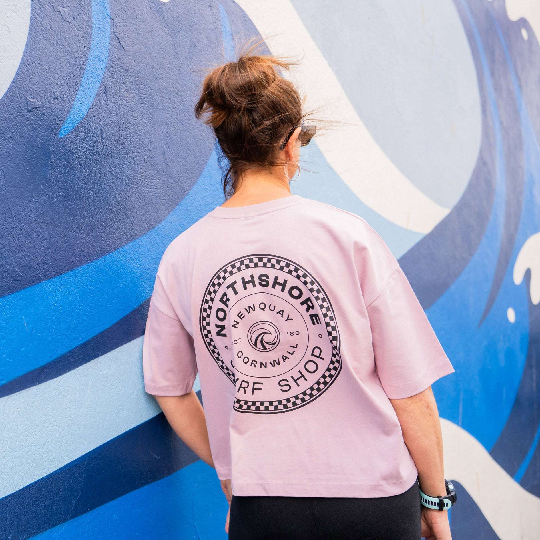 Northshore Women's Checkered logo T-Shirt-Miami Pink | Northshore Surf Shop | - Northshore Newquay - Surf/Skate Shop