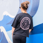 Northshore Women's Checkered logo T-Shirt-Black | Northshore Surf Shop | - Northshore Newquay - Surf/Skate Shop