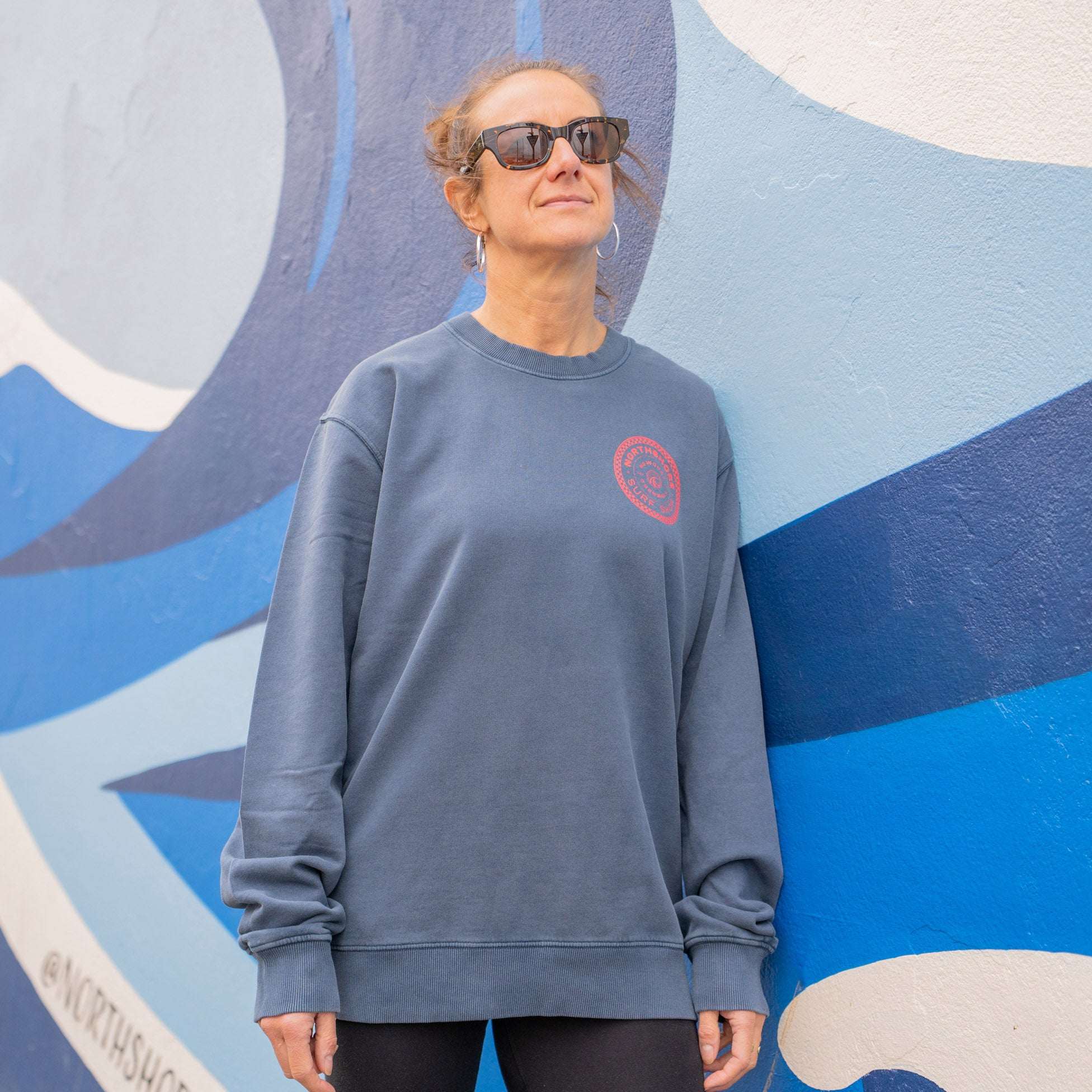 Northshore Checkered Crew- Washed Denim | Northshore Surf Shop | - Northshore Newquay - Surf/Skate Shop